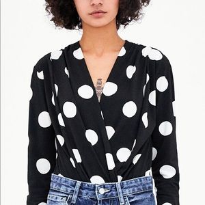 ZARA // b+w Polka Dot // Long Sleeve Bodysuit